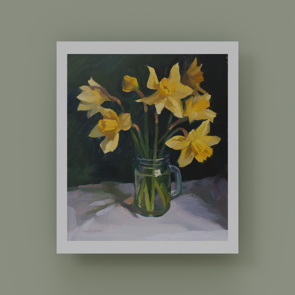 Daffodils oil painting by Svetlana Gavrisheva