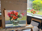 Roses on the windowsill oil painting by Svetlana Gavrisheva