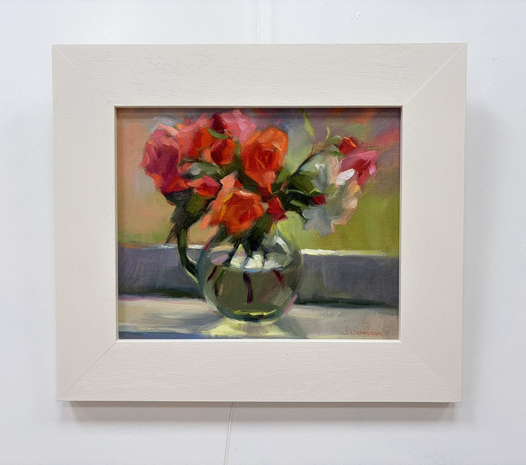 Roses on the windowsill oil painting by Svetlana Gavrisheva